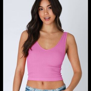 Vibrant Pink Sleeveless Crop Top